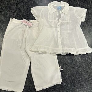 NWT Girls Room Seven Matching White Eyelet Shirt and Pant - size 110-5